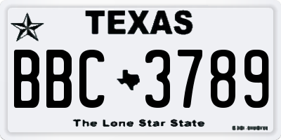 TX license plate BBC3789