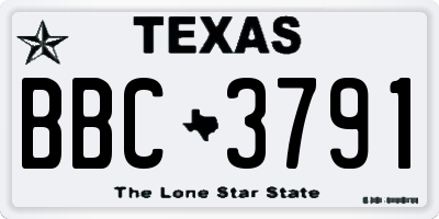 TX license plate BBC3791