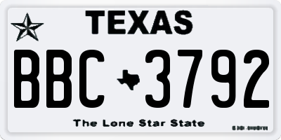 TX license plate BBC3792