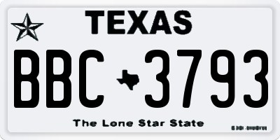 TX license plate BBC3793