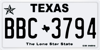 TX license plate BBC3794