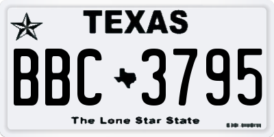 TX license plate BBC3795