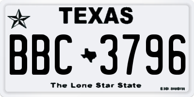 TX license plate BBC3796