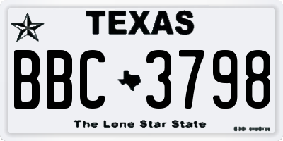 TX license plate BBC3798