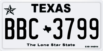 TX license plate BBC3799