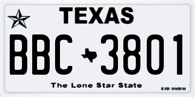 TX license plate BBC3801