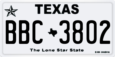 TX license plate BBC3802