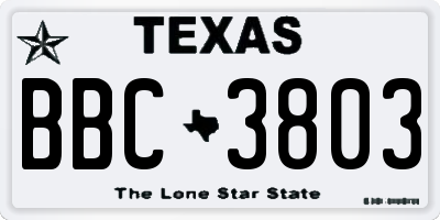 TX license plate BBC3803