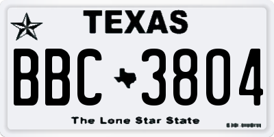 TX license plate BBC3804