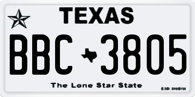 TX license plate BBC3805