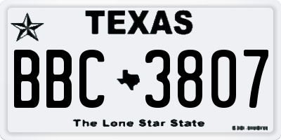 TX license plate BBC3807