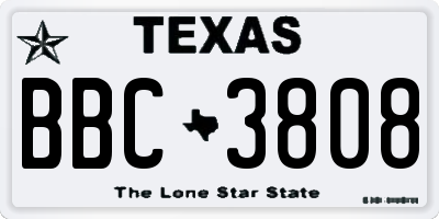 TX license plate BBC3808