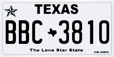 TX license plate BBC3810