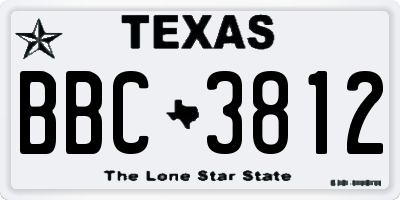 TX license plate BBC3812