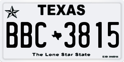 TX license plate BBC3815