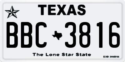 TX license plate BBC3816