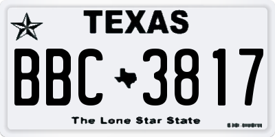 TX license plate BBC3817