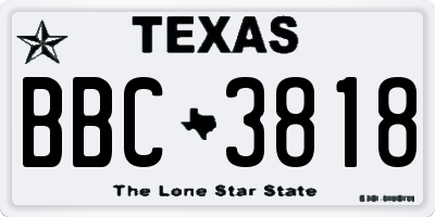 TX license plate BBC3818