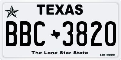 TX license plate BBC3820