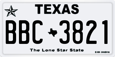 TX license plate BBC3821