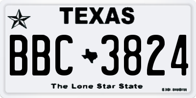 TX license plate BBC3824