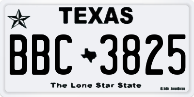 TX license plate BBC3825