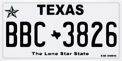 TX license plate BBC3826