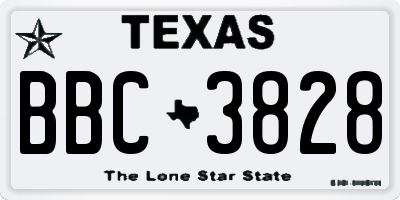 TX license plate BBC3828