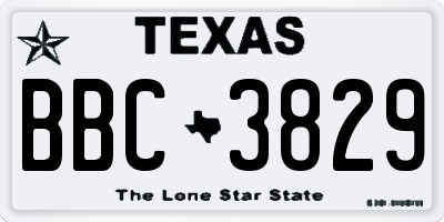 TX license plate BBC3829