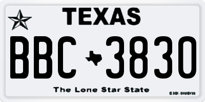 TX license plate BBC3830
