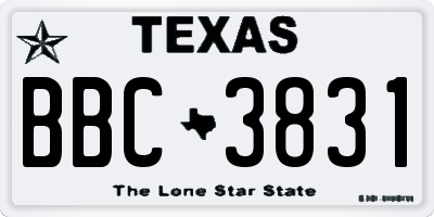 TX license plate BBC3831