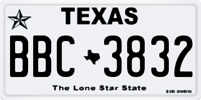 TX license plate BBC3832