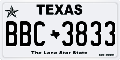 TX license plate BBC3833