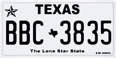 TX license plate BBC3835