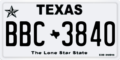 TX license plate BBC3840