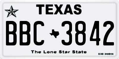 TX license plate BBC3842
