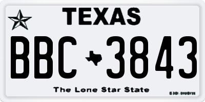 TX license plate BBC3843