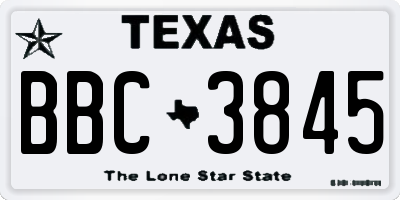 TX license plate BBC3845