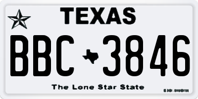 TX license plate BBC3846