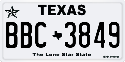 TX license plate BBC3849