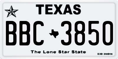 TX license plate BBC3850