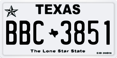 TX license plate BBC3851