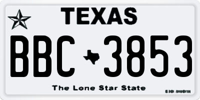 TX license plate BBC3853