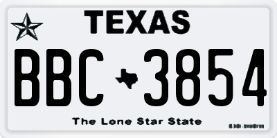 TX license plate BBC3854