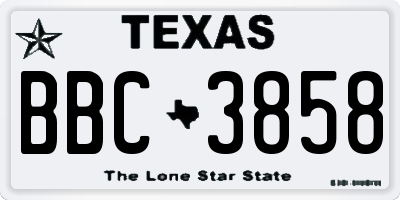 TX license plate BBC3858