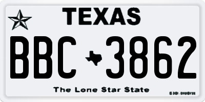 TX license plate BBC3862