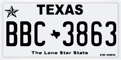 TX license plate BBC3863