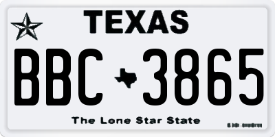 TX license plate BBC3865