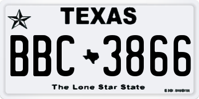 TX license plate BBC3866