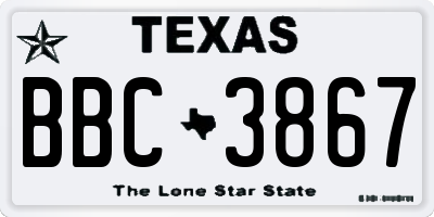 TX license plate BBC3867